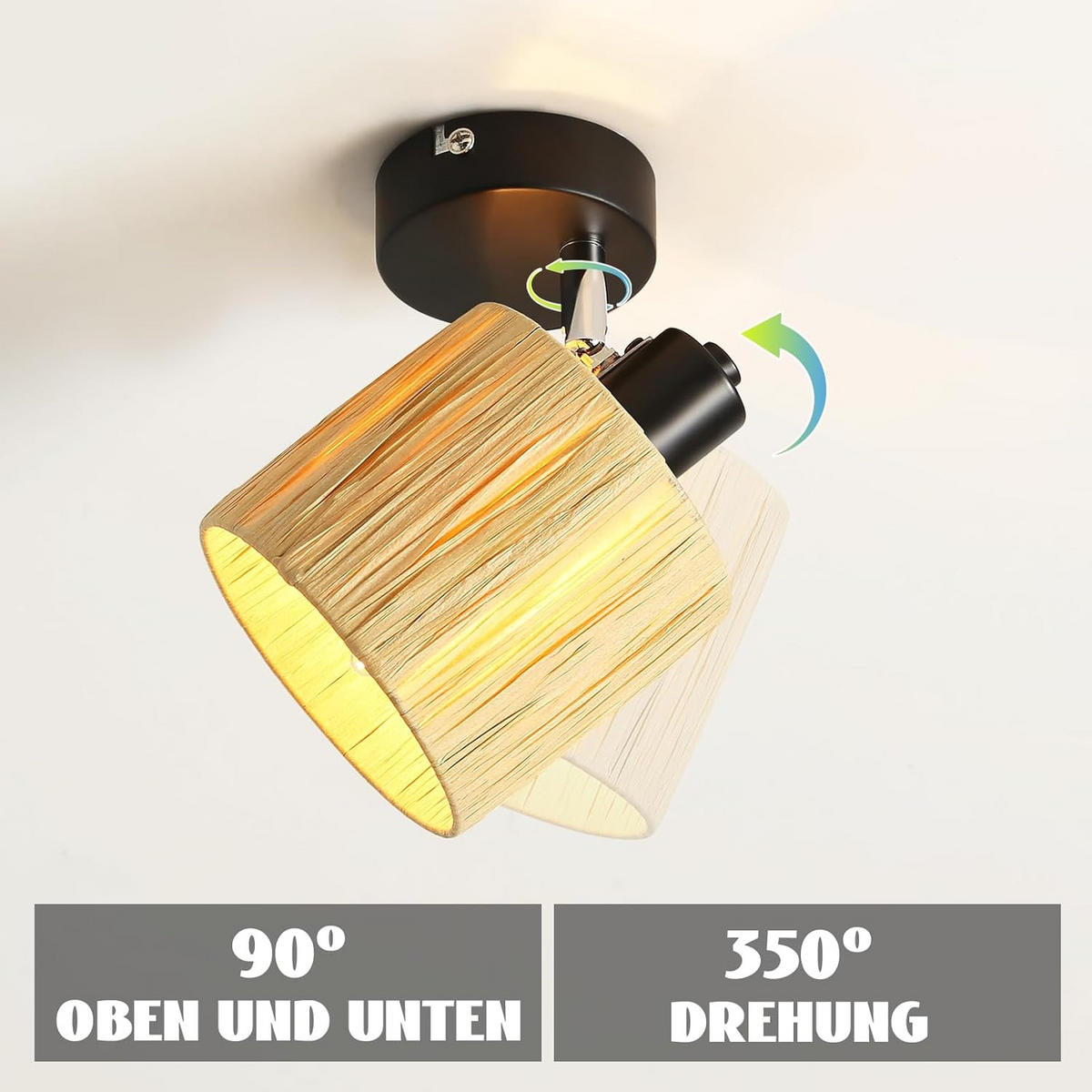 DECKENSTRAHLER Leoria 14/14/15 cm - Schwarz, Metall (15/14/14cm) - ZMH