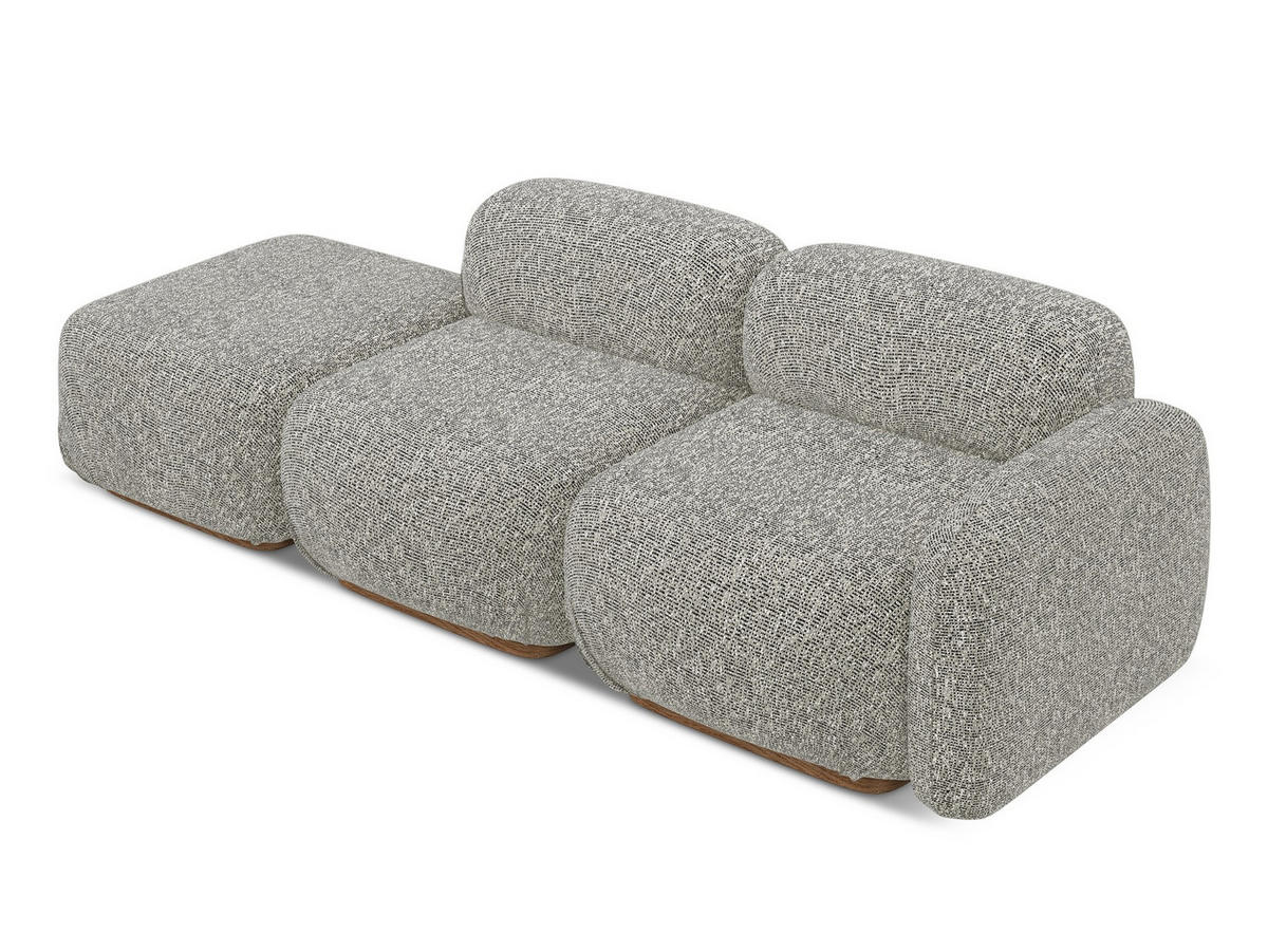 3-SITZER SOFA Links Strukturstoff Stoff Beige - Beige/Braun, Holz/Textil (258/73/95cm) - Makamii