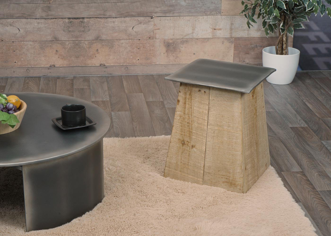 HOCKER Braun, Grau - Braun/Grau, Holz (36/45/36cm) - MCW