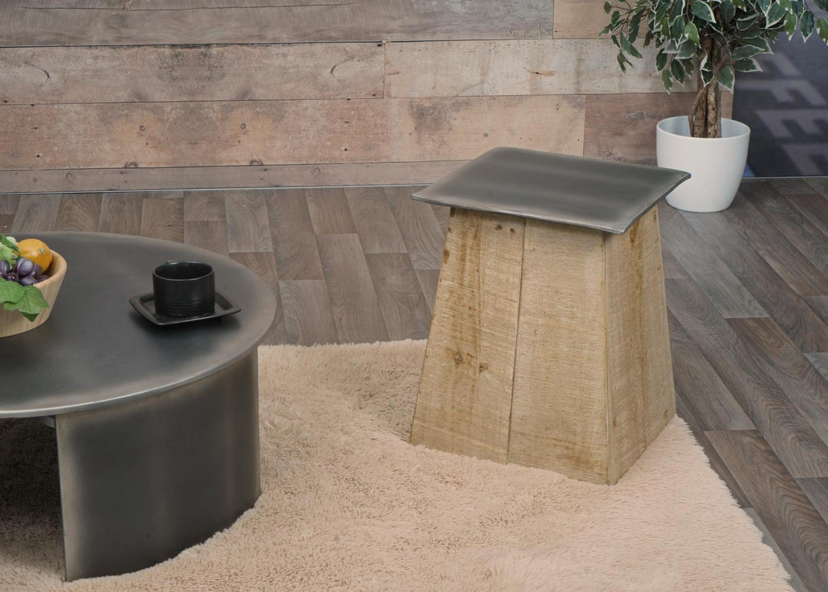 HOCKER Braun, Grau - Braun/Grau, Holz (36/45/36cm) - MCW