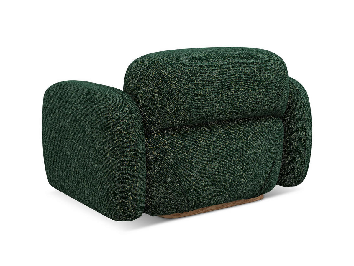 SESSEL Strukturstoff Stoff Grün - Dunkelgrün/Braun, Holz/Textil (110/73/95cm) - Makamii