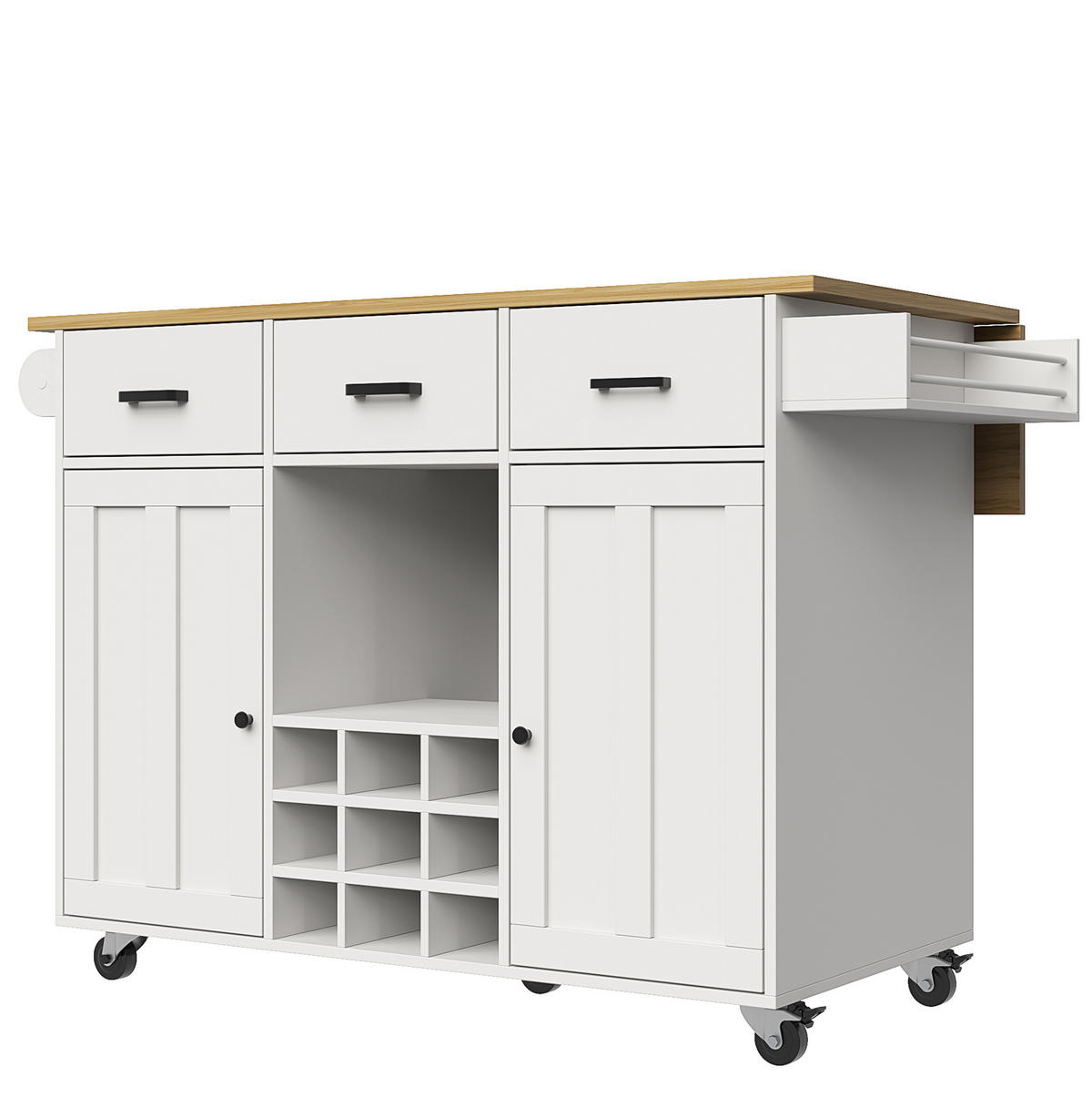 KÜCHENINSEL 104/39,5/91,5 cm aus MDF mit klappbarer Tischplatte Weiß - Weiß, Holzwerkstoff (104/91.5/39.5cm) - Modenvie