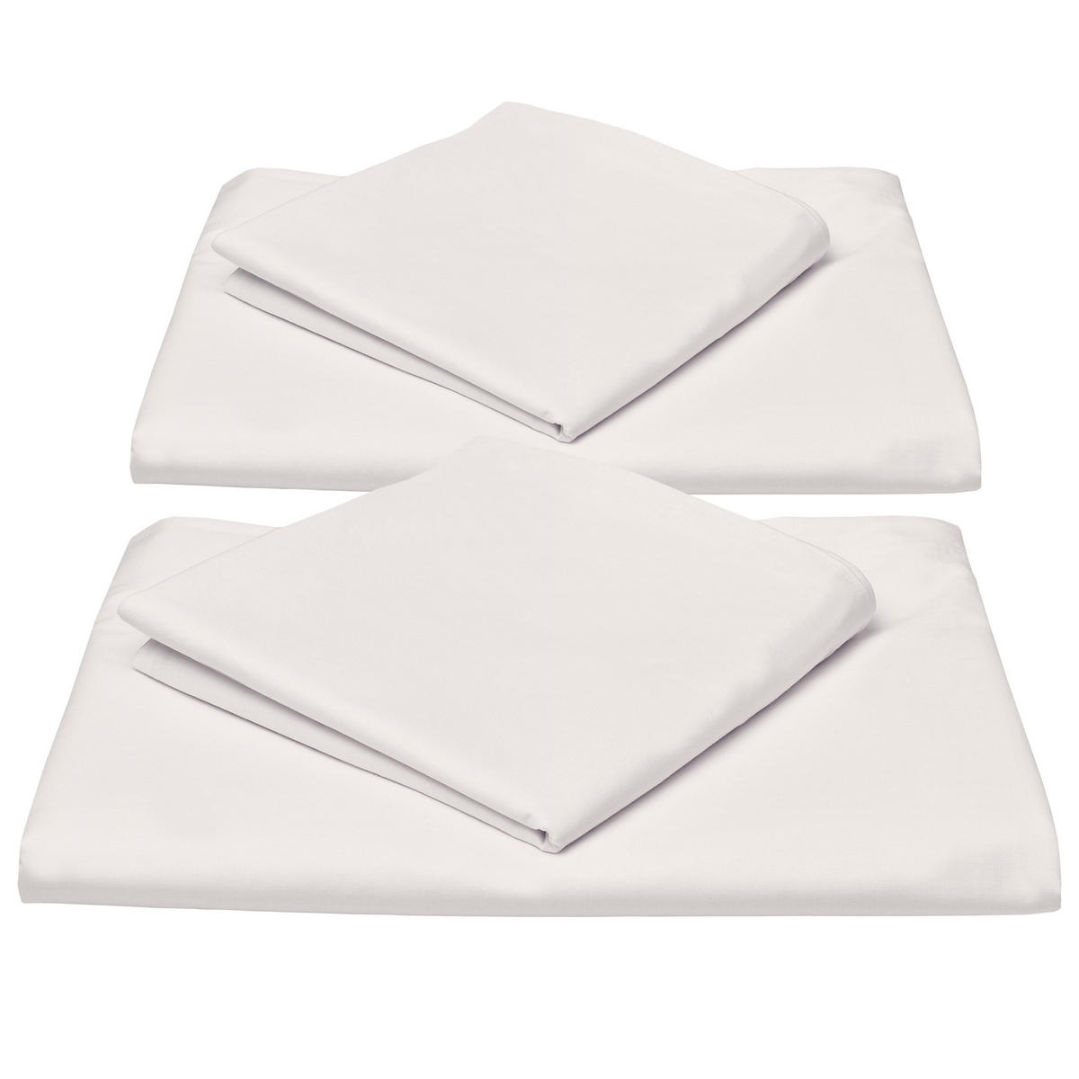 BETTWÄSCHE Julie 135/200 cm + Kissenbezug 80/80 cm Weiß Renforcé 2er Set - Weiß, Textil (135/200cm)