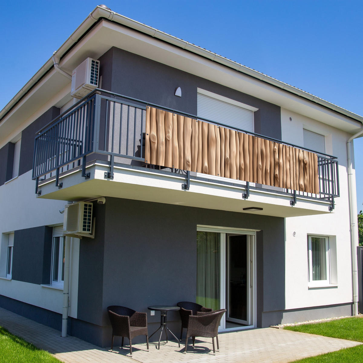 BALKON-SICHTSCHUTZ Holz - Stiel - Hellbraun - Ahornfarben, Kunststoff (300/75cm) - MuchoWow