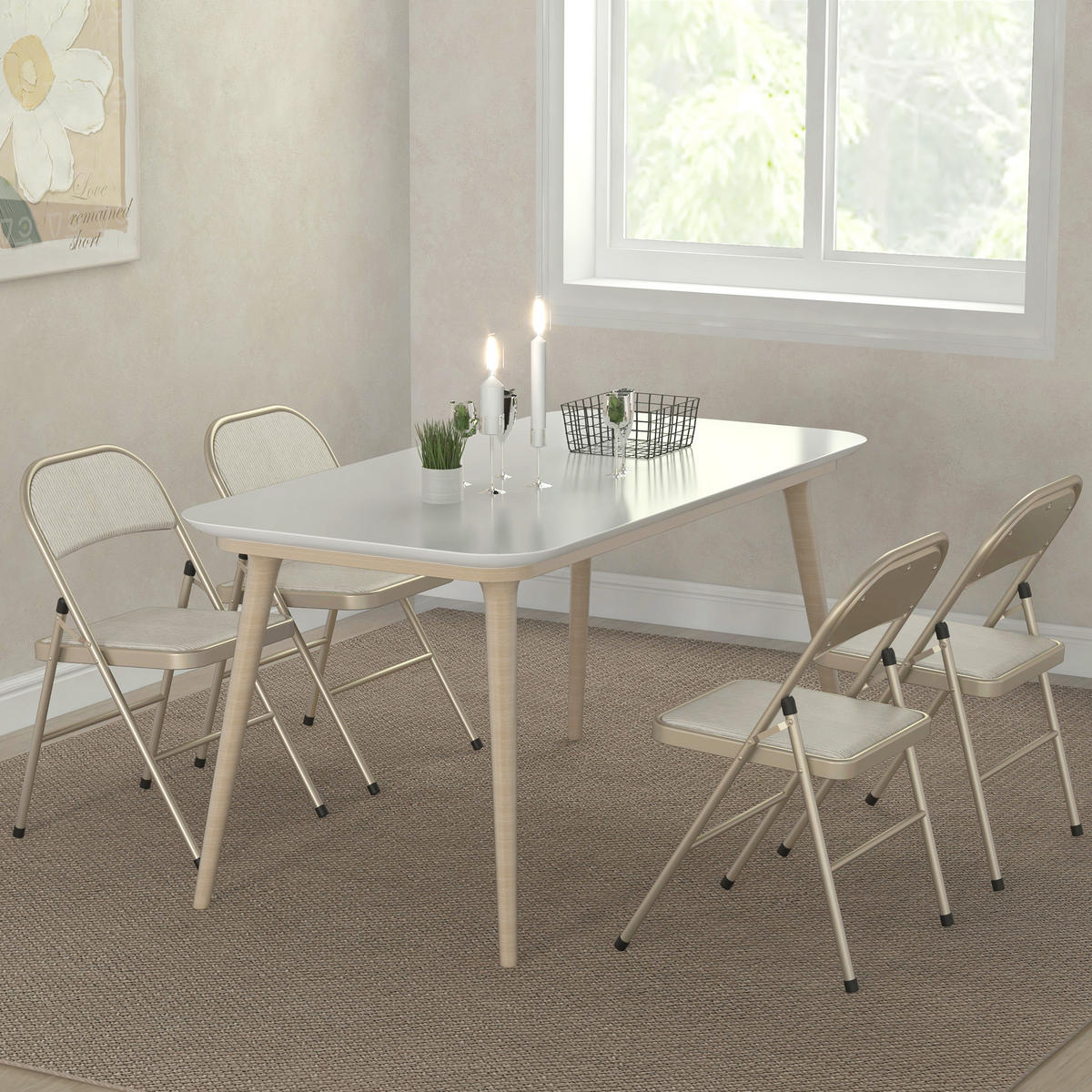 KLAPPSTUHL 4er-Set Beige 45.0/46.0/78.0 cm - Beige, Textil (46/78/45cm)