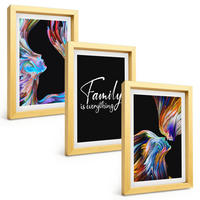 BILDER SET 3er Set - 20x30 cm Goldrahmen - Porträts von Menschen, farbenfrohe Muster, Familie - Goldfarben, Kunststoff (20/30cm) - TULUP