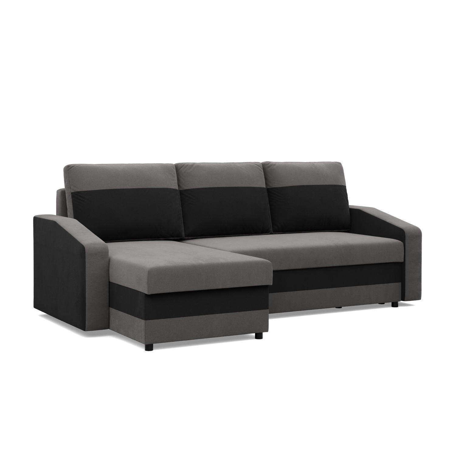ECKSOFA MIT SCHLAFFUNKTION ORION, Grau + Schwarz - Multicolor, Textil (231/140cm)