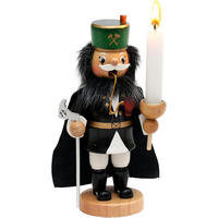 RAUCHFIGUR Bergmann mit Umhang u. Lichthalter 9/6/17 cm - Schwarz, Holz (6/17/9cm) - Dekoteam24