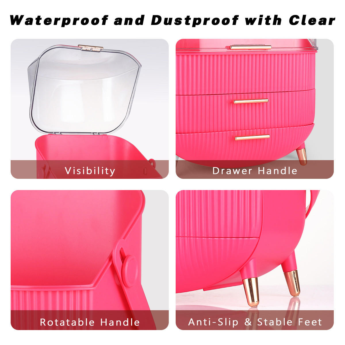 KOSMETIK ORGANIZER Kaelis 29/19/38 cm - Rosa, Kunststoff (19/38/29cm) - ZMH