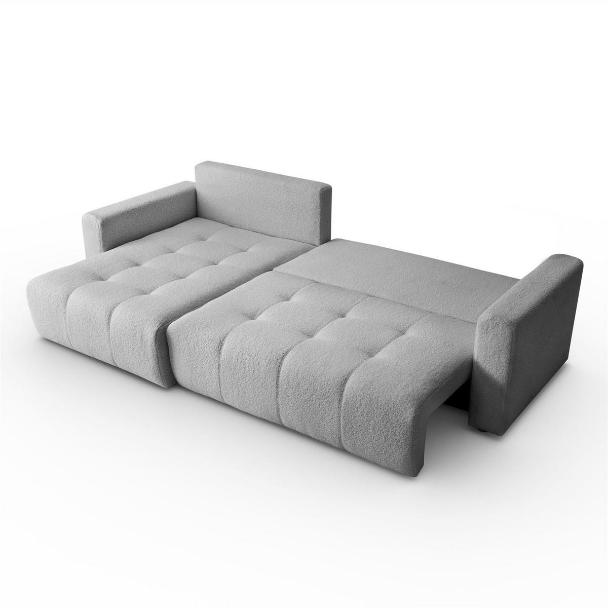 ECKSOFA VIENNA Stil Bettkasten und Funktionalität Bouclé Grau Links - Grau, Holz (143/261cm) - Kaiser Möbel