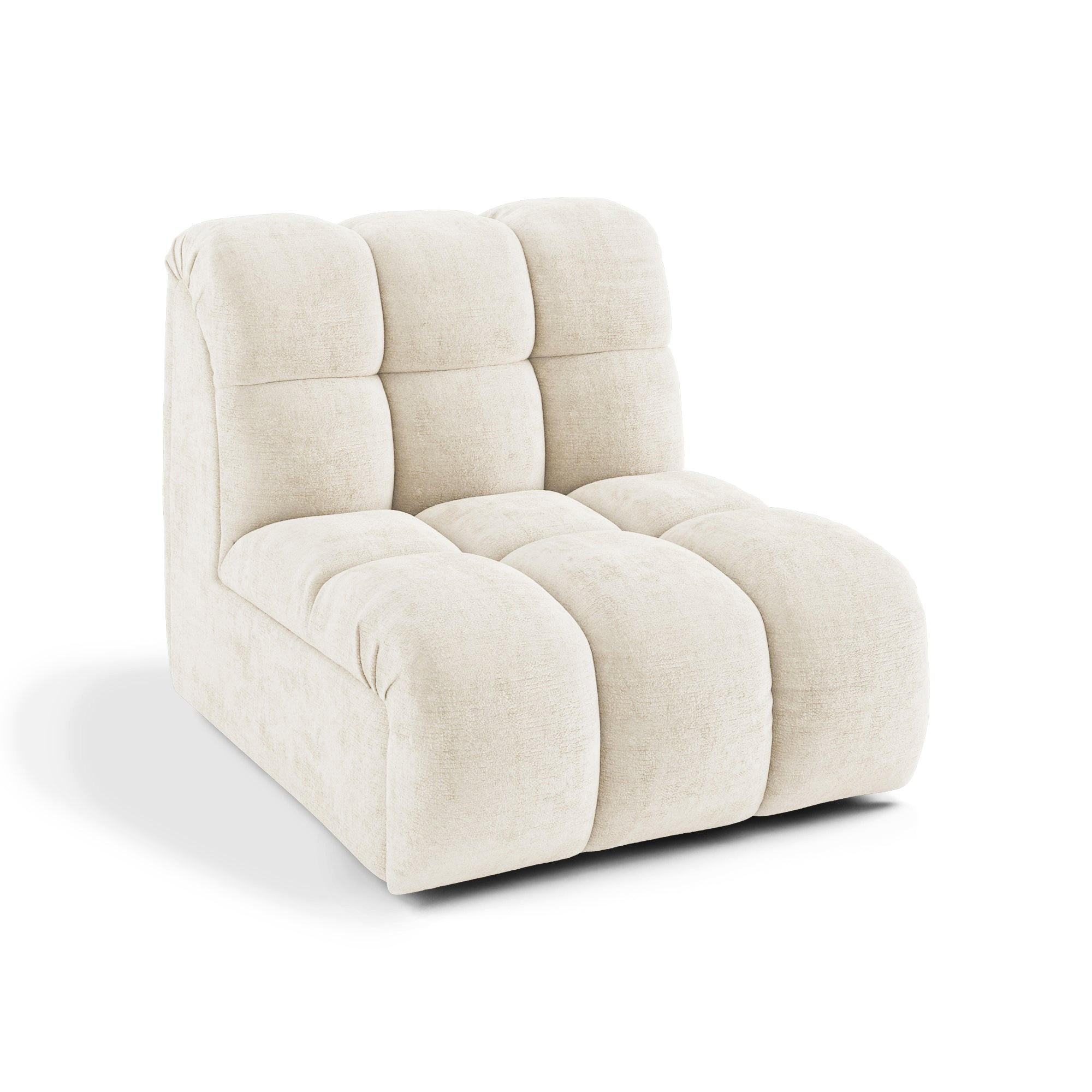 MODULARER Drehsessel SEVEN Geprägtes Velours Creme 81cm - Creme, Textil (81/77/98cm) - Premium Interiors