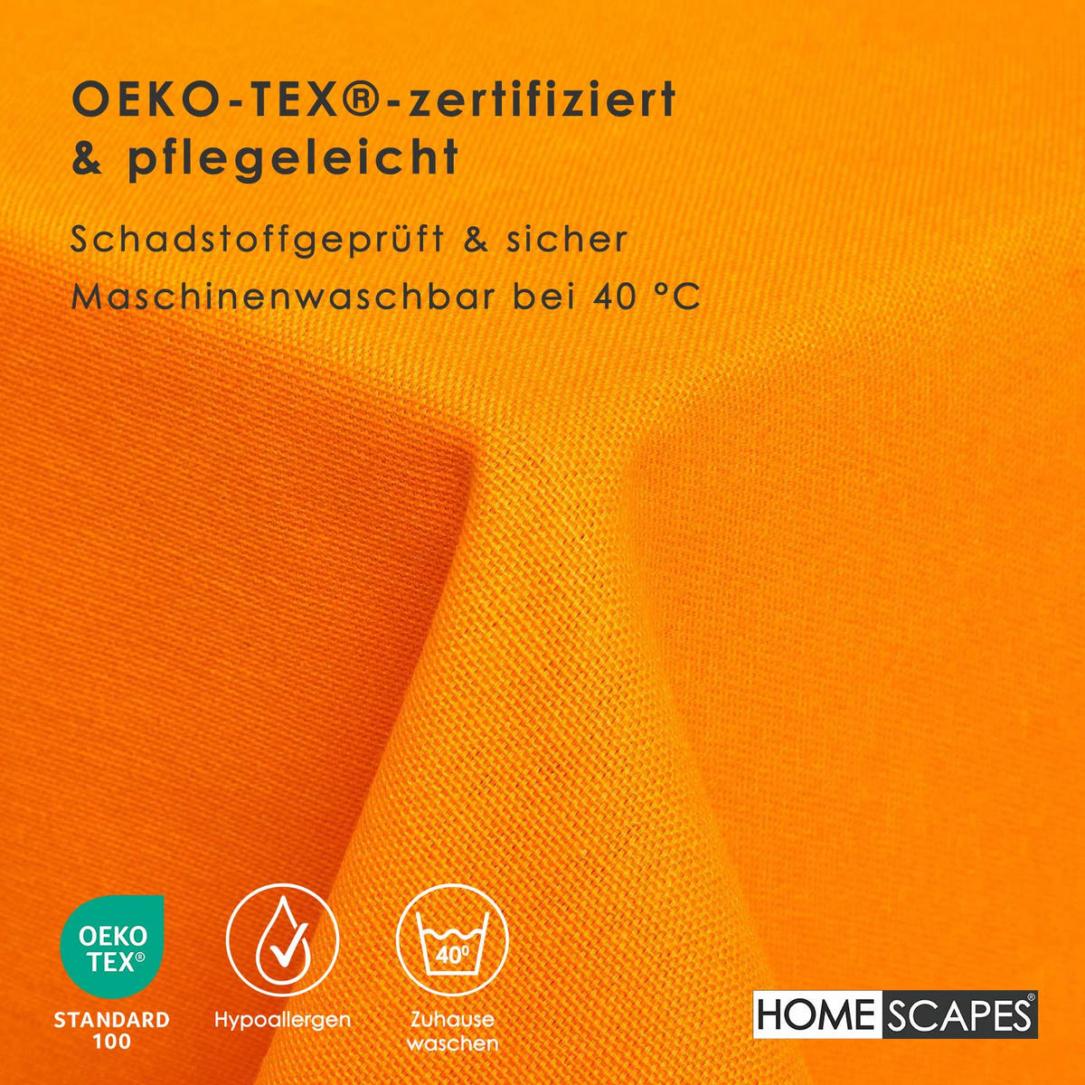 TISCHDECKE orange 178/300 cm, 100% Baumwolle - Orange, Textil (178/300cm) - Homescapes