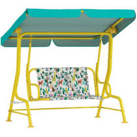 HOLLYWOODSCHAUKEL Kinder-Hollywoodschaukel 112/75/120 cm aus Polyester mit verstellbarem Sonnendach Grün - Grün, Metall (75/120/112cm) - Modenvie