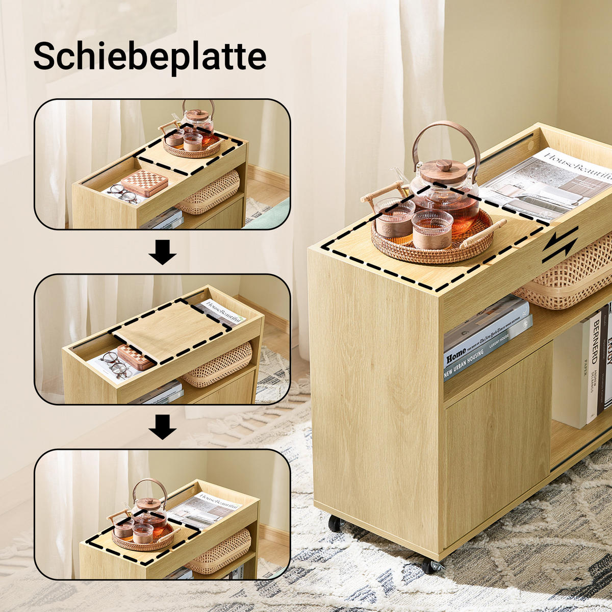 BEISTELLTISCH Natur - Naturfarben, Holzwerkstoff (70/30/60cm) - SoBuy