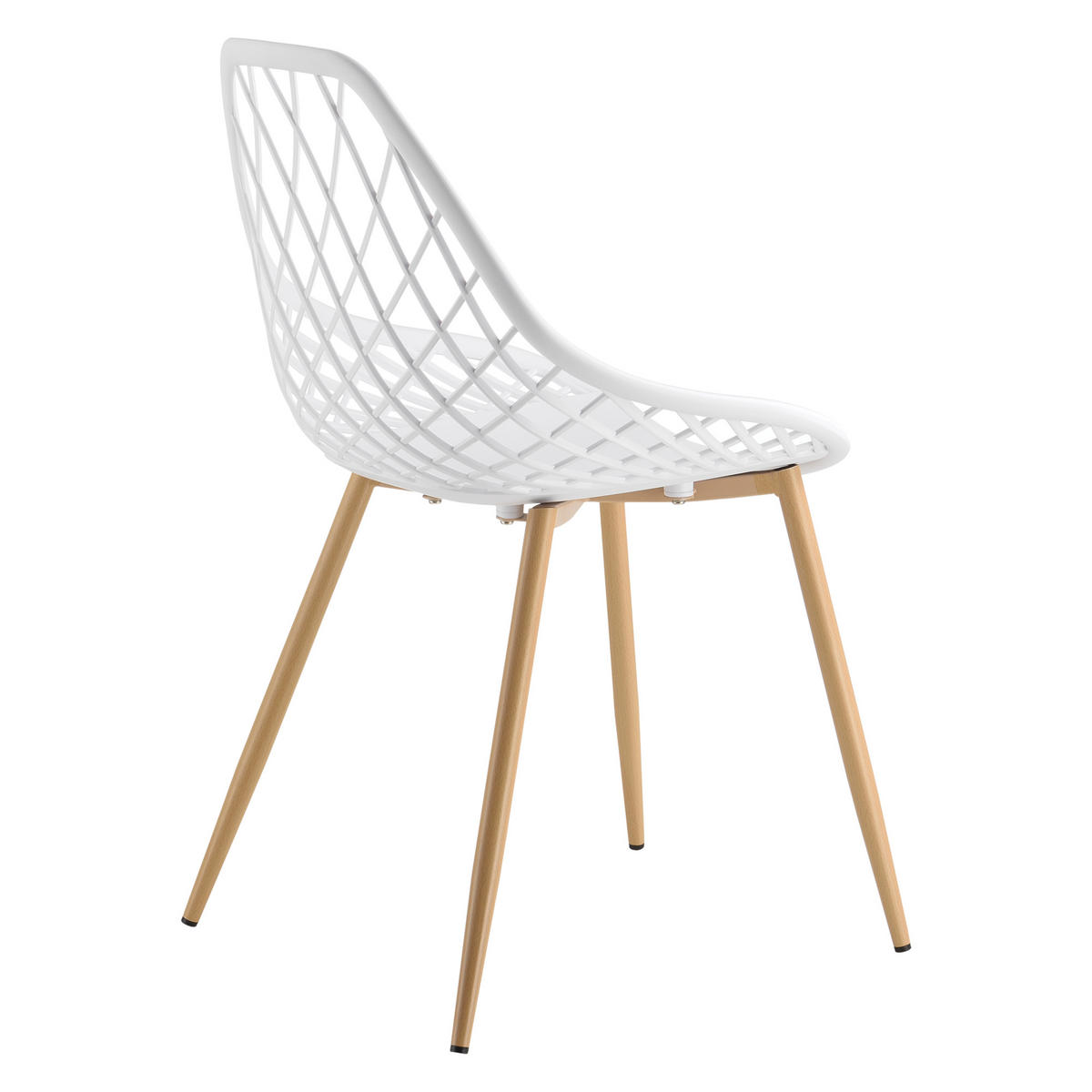 DESIGNSTUHL-SET 2 TLG. Warschau - Buchefarben/Weiß, Kunststoff/Metall (48/83/58cm) - [en.casa]