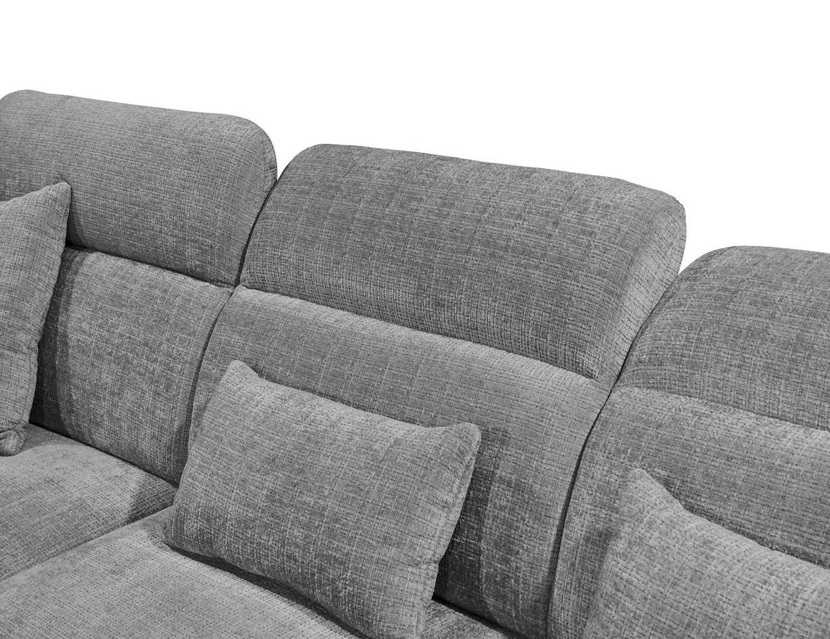 ECKSOFA mit 5-fach verstellbare Kopflehnen und pflegeleichter Mikrofaser-Chenille-Bezug - Schwarz/Grau, Kunststoff/Textil (339/285cm) - ed exciting design