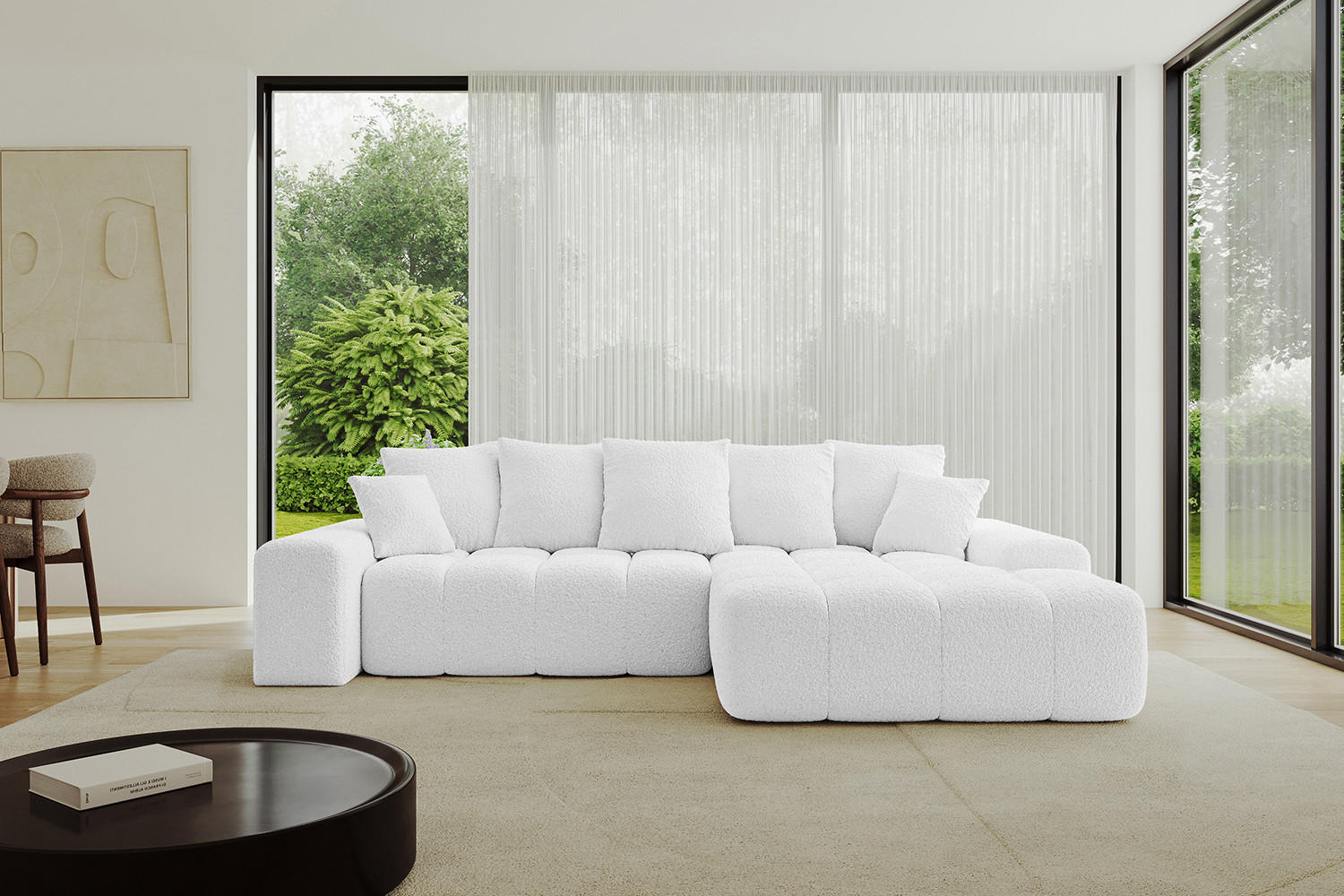 ECKSOFA Ottomane Rechts ENSI-L - 267x164x88 cm Weiß - Weiß, Holzwerkstoff/Kunststoff (164/267cm) - ALTDECOR