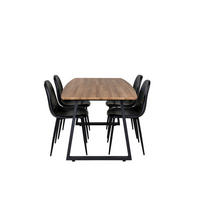 TISCHGRUPPE Schwarz - Schwarz/Braun, Holzwerkstoff (85/75/160cm) - ebuy24