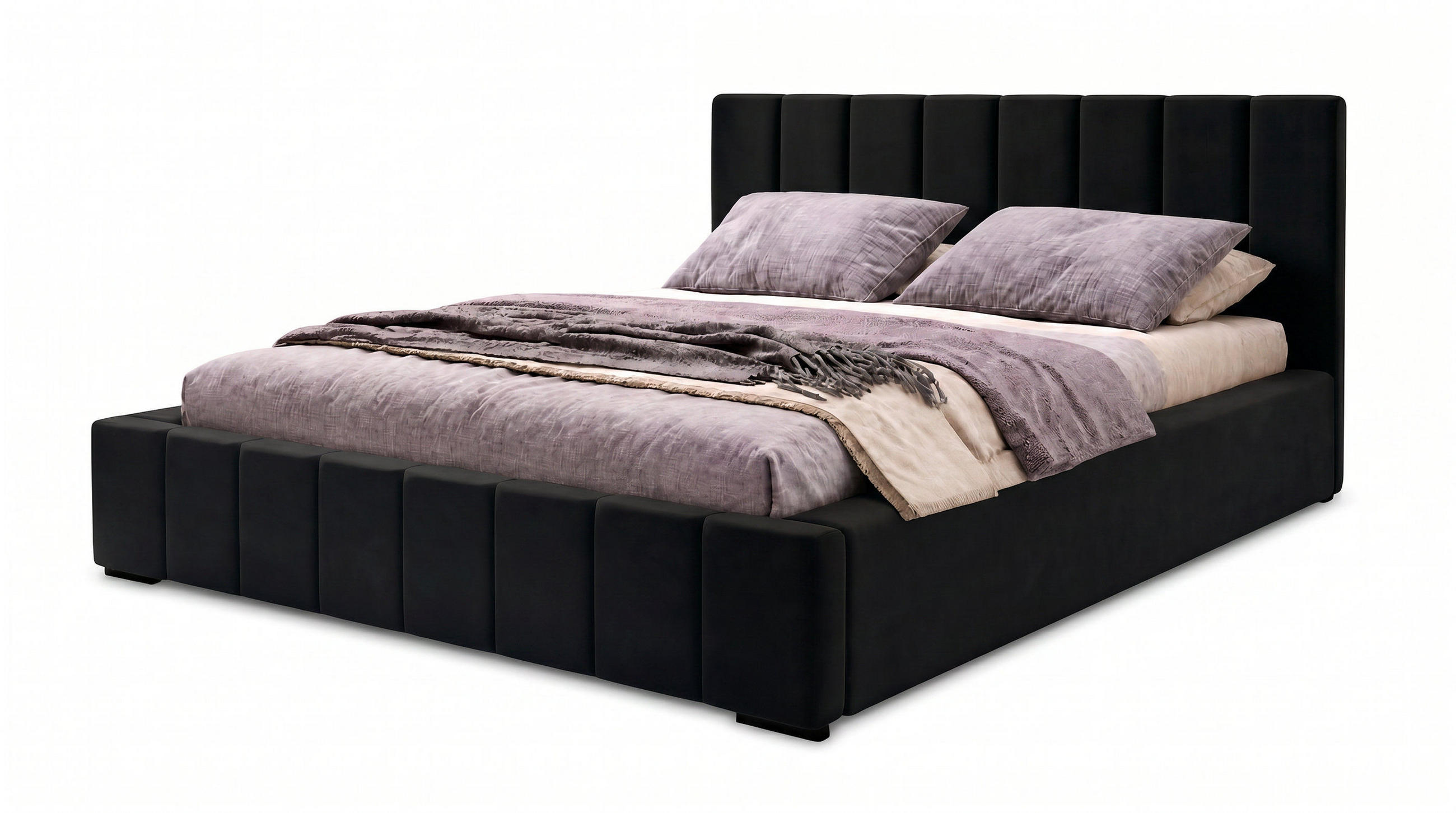 MARPUR Polsterbett NERO 180x200 cm mit Bettkasten und Lattenrost, Schwarz - Chromfarben/Schwarz, Holz/Holzwerkstoff (180/200cm) - Marpur