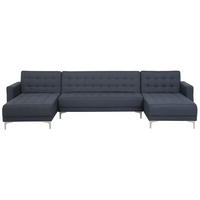 SCHLAFSOFA U-förmig Polsterbezug DunkelgrauAberdeen - Dunkelgrau, Textil (348/83/168cm) - Beliani