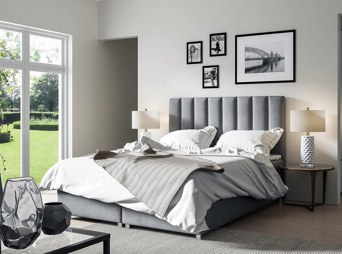 BOXBETT Trinity K-10 Bonellfederkern inkl. Topper - Creme, Holz/Holzwerkstoff (160/200cm) - Best For Home