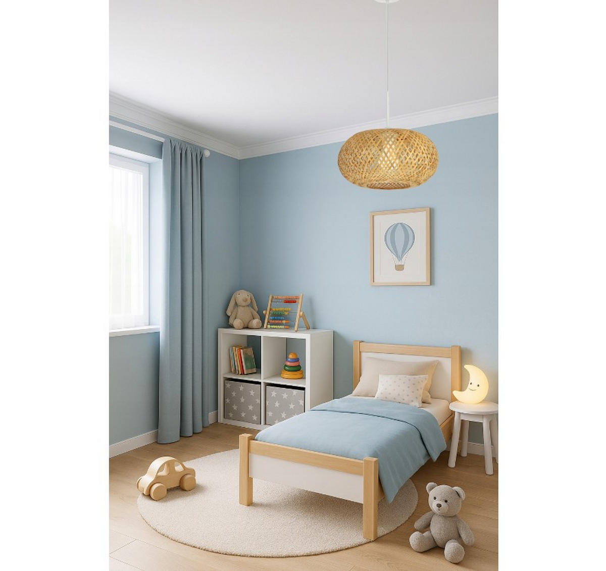 PENDELLEUCHTE BOHO - Beige/Weiß, Holz/Metall (40/40/105cm) - kiki design