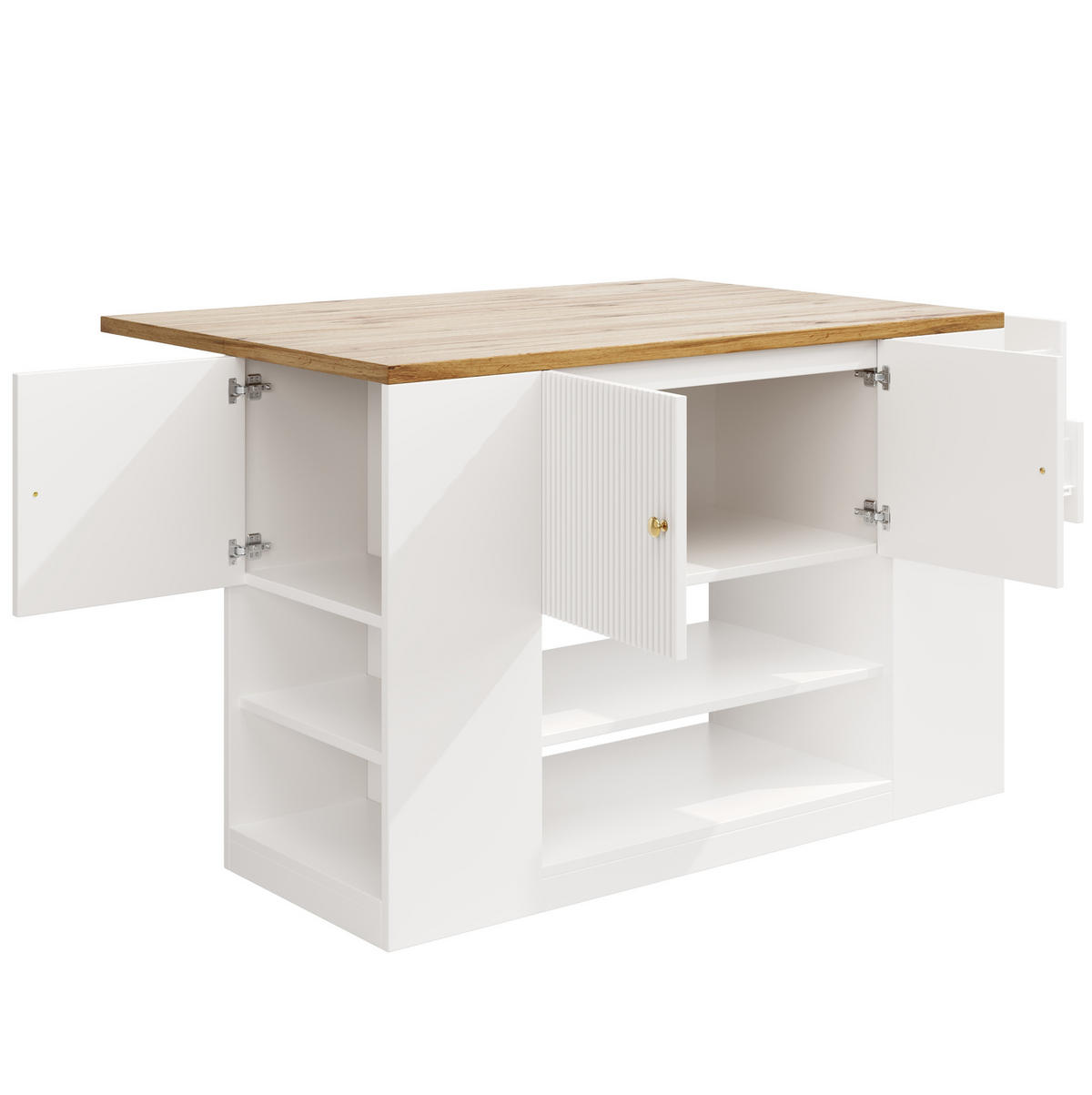 KÜCHENINSEL aus MDF mit klappbarer Tischplatte & Stauraum, 140/40/90 cm, Weiß - Weiß, Holzwerkstoff (40/90/140cm) - Redom