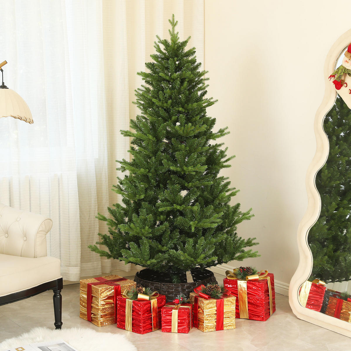 KÜNSTLICHER Weihnachtsbaum, 180 cm Christbaum mit Schnellaufbau Klappsystem - Grün, Kunststoff (180cm) - HOMCOM