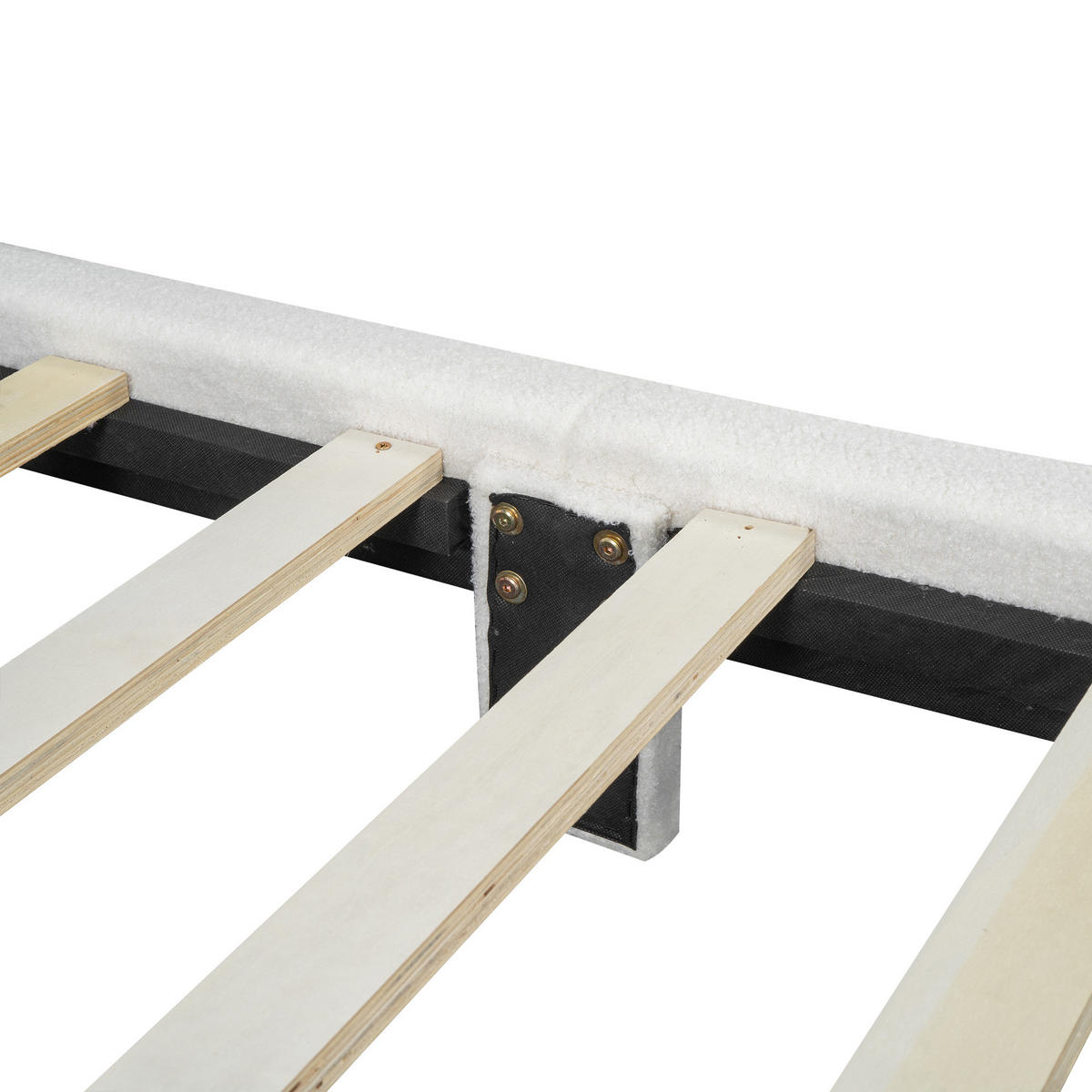 FLACHBETT 90x200cm Weiß gepolstert verstellbares Kopfteil - Weiß, Holz (90/200cm) - FLIEKS