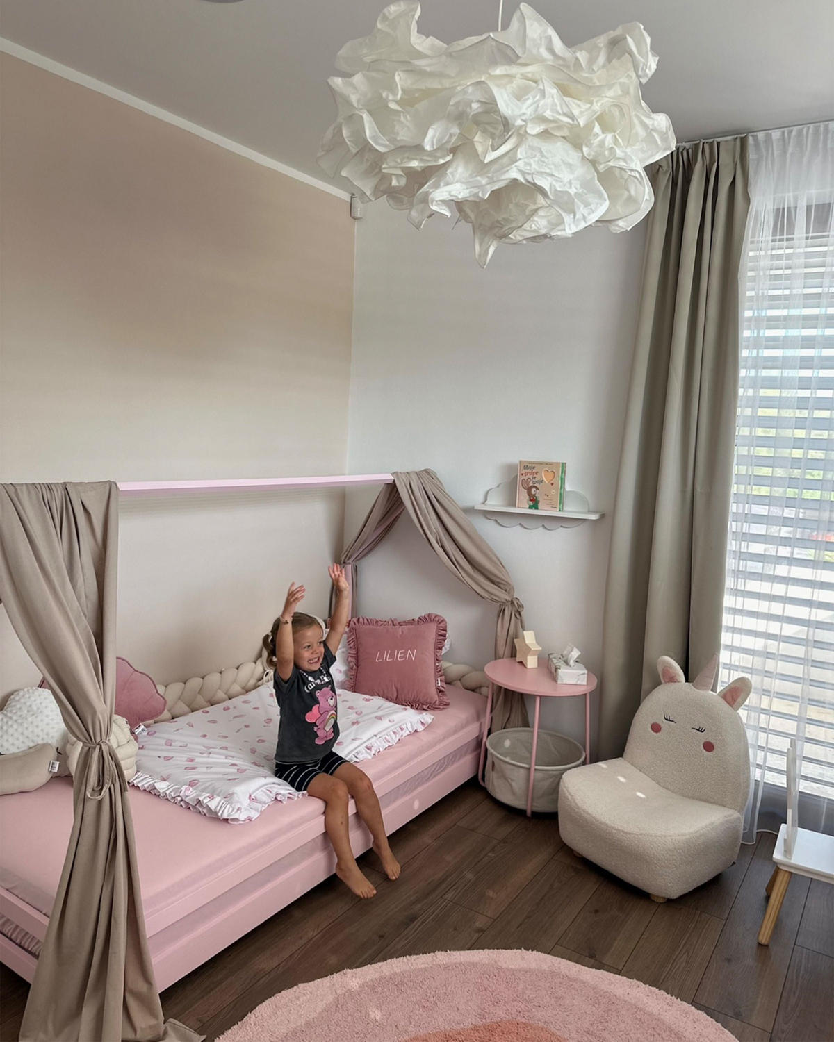 DĚTSKÁ POSTEL DOMEČEK Růžová 90-200 cm Appy - růžová, dřevo (90/200cm) - Beliani