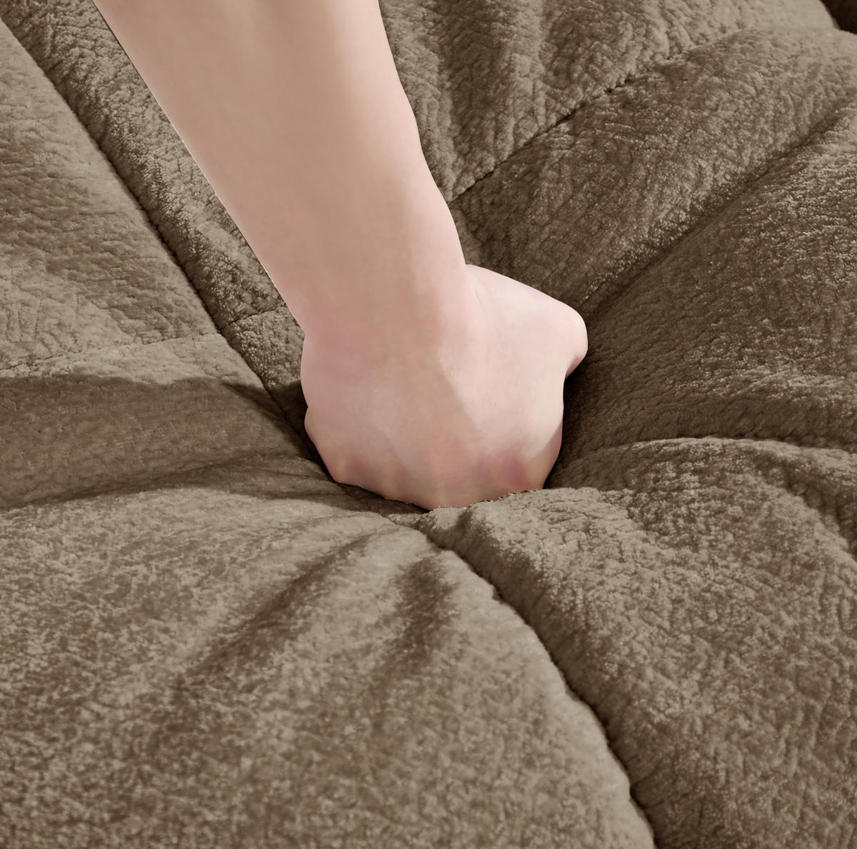 SOFA 190/149/90 cm in Braun aus Chenille mit modularer Flexibilität und Steppdesign - Braun, Textil (149/90/190cm) - Flora Grace
