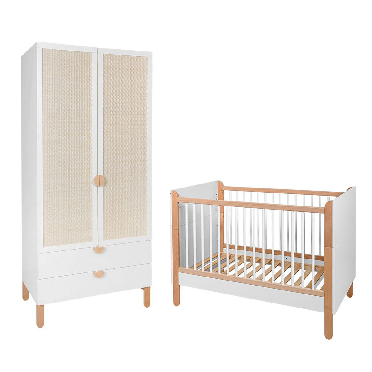 POKOJ PRO MIMINKO 2DÍLNÝ Laurie Bílá a dřevo - bílá, kompozitní dřevo (123.5/90/64cm) - Petits-meubles