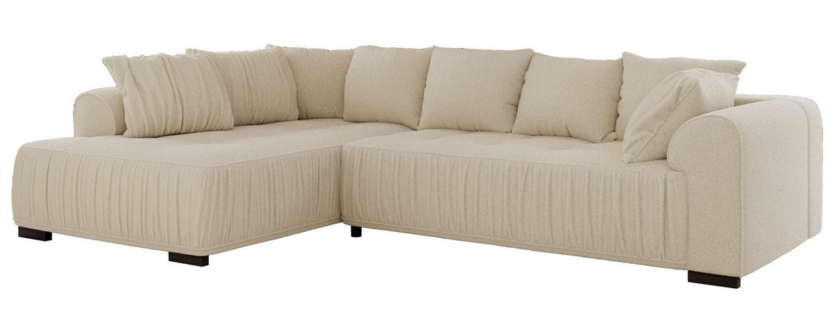 ECKSOFA ORTA Beige Boucle - Links - Beige/Schwarz, Textil (325/200cm) - MKS