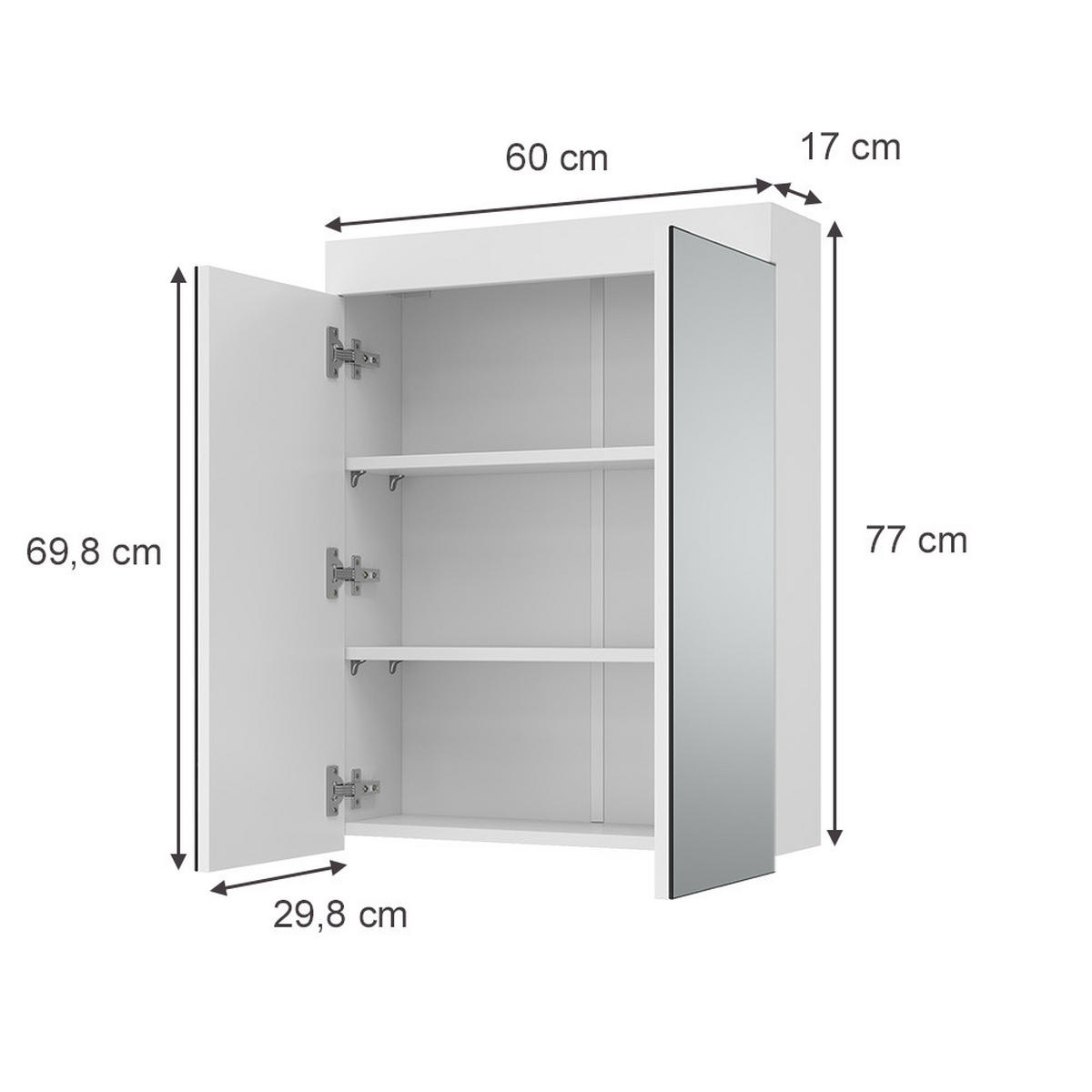 KOUPELNOVÁ ZRCADLOVÁ SKŘÍŇKA Luna Bílá 60 x 77 cm - bílá, kompozitní dřevo (60/77/17cm) - Vicco