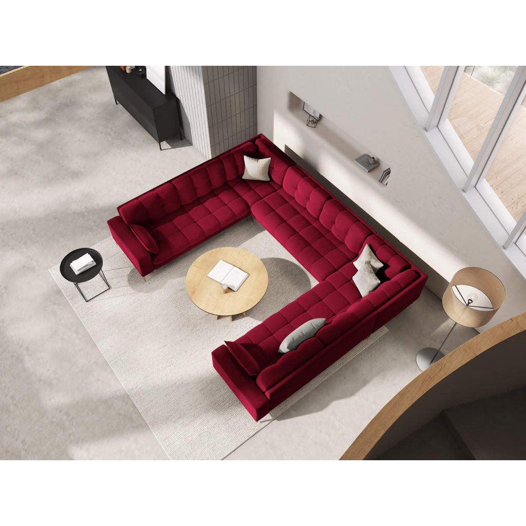 Thumbnail - Micadoni Panoramasofa, Rot, Textil, 6-Sitzer, U-Form, 185x75x383 cm, Hergestellt in Europa, Oeko-Tex®, Wohnzimmer, Sofas...