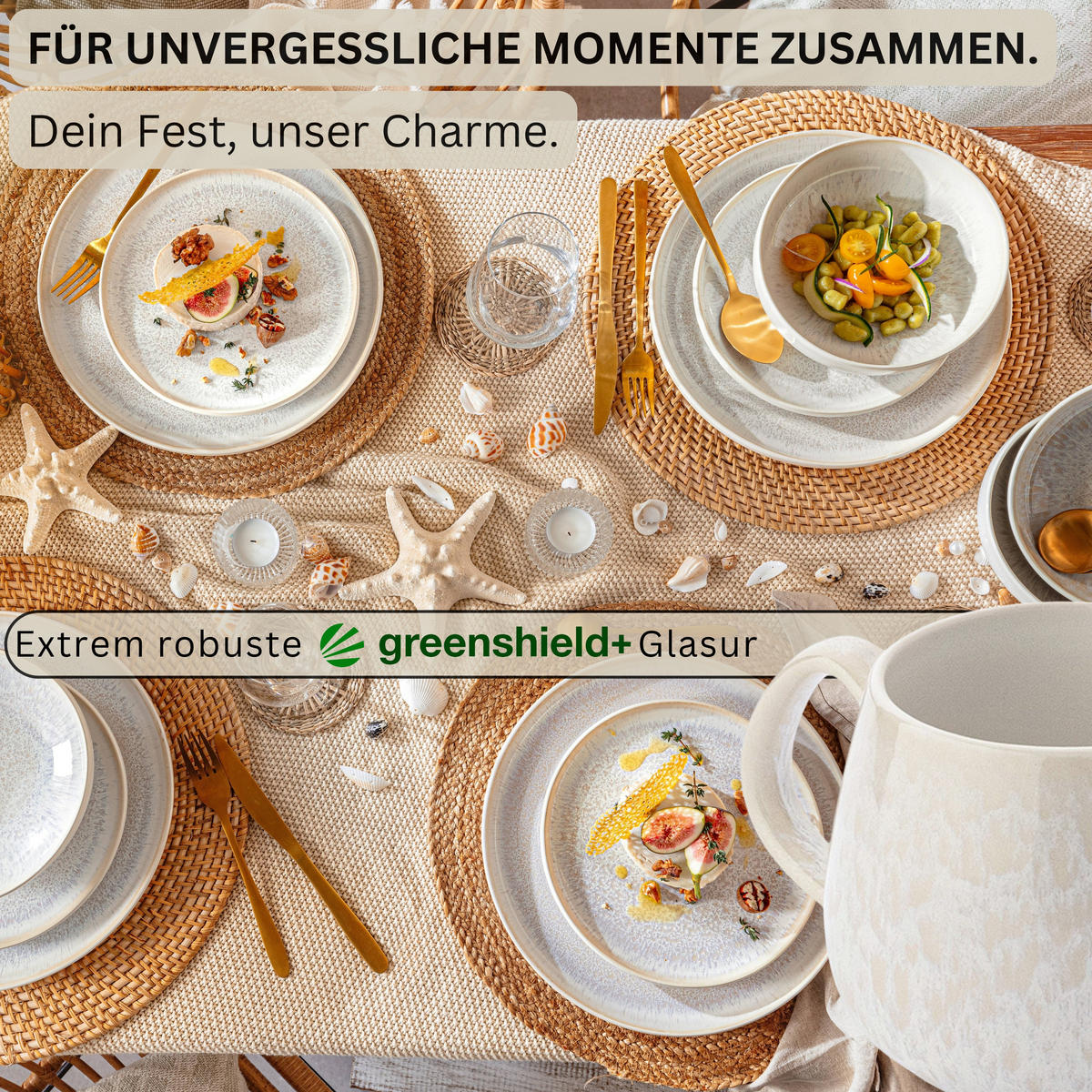 FRÜHSTÜCKS Set Korfu - 8 teilig - Creme, Keramik (8/9.5/9cm) - Sänger