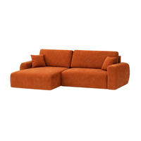 ECKSOFA Mit Schlaffunktion Ariel L, Cordstoff, Stoff Poso, Kupfer, Links - Orange, Holz (250/142cm) - Kaiser Möbel