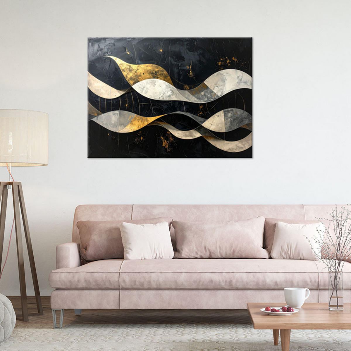 LEINWANDBILD Abstraktion 120x80cm - Schwarz, Textil (120/80cm) - Feeby