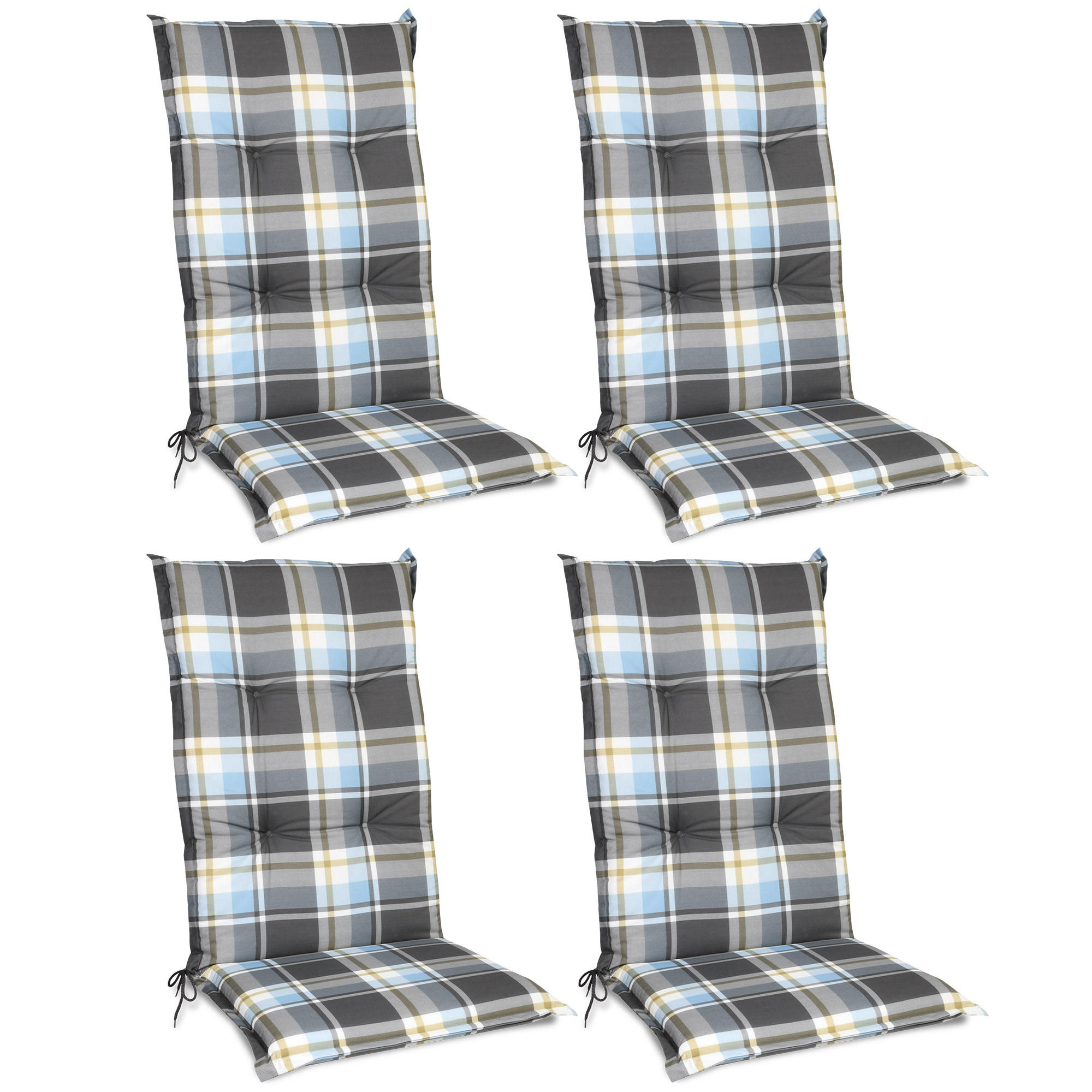 HOCHLEHNERAUFLAGE Sunny BK 120/50/6cm Blau-Kariert 4tlg - Blau, Textil (50/6/100cm) - Beautissu 