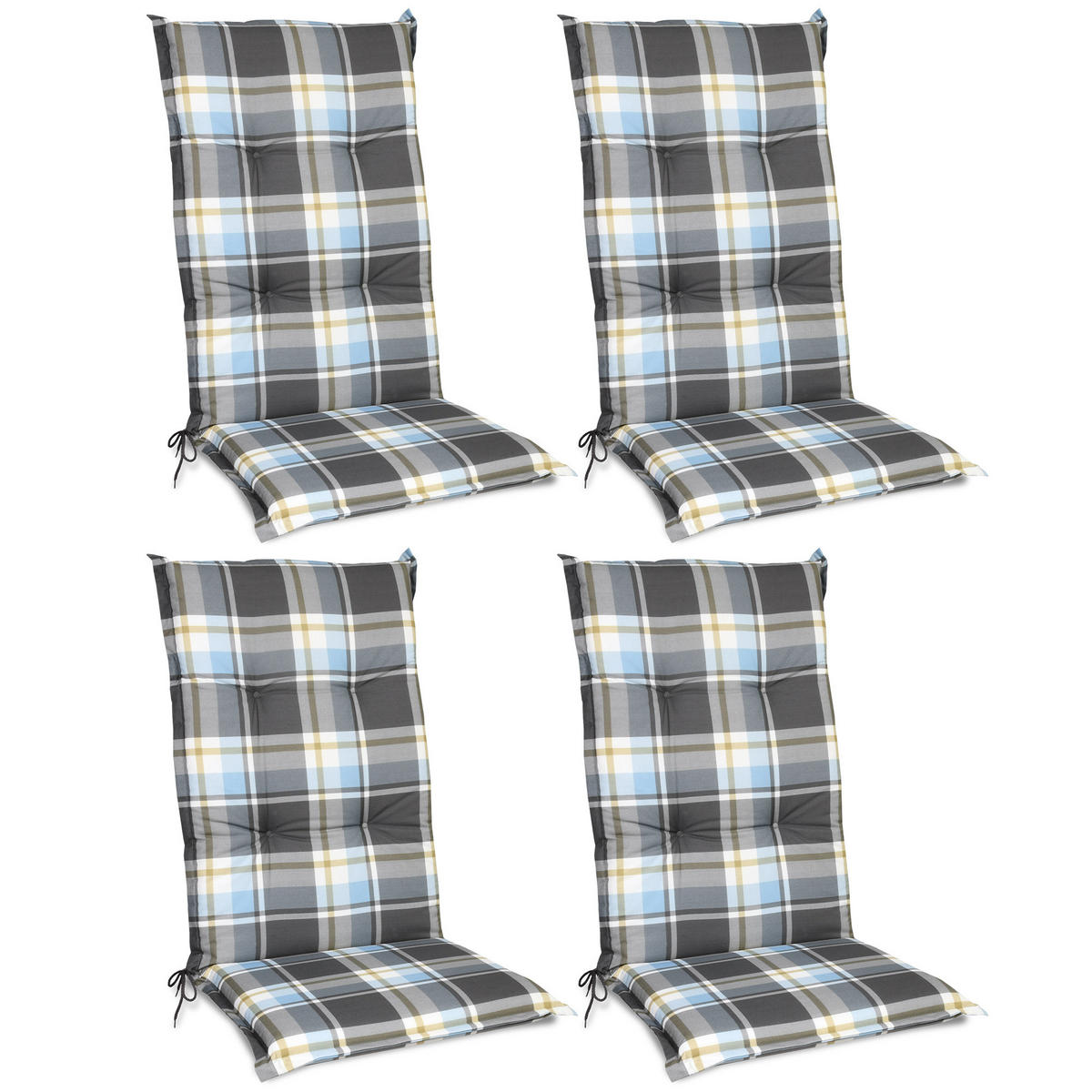 HOCHLEHNERAUFLAGE Sunny BK 120/50/6cm Blau-Kariert 4tlg - Blau, Textil (50/6/100cm) - Beautissu 