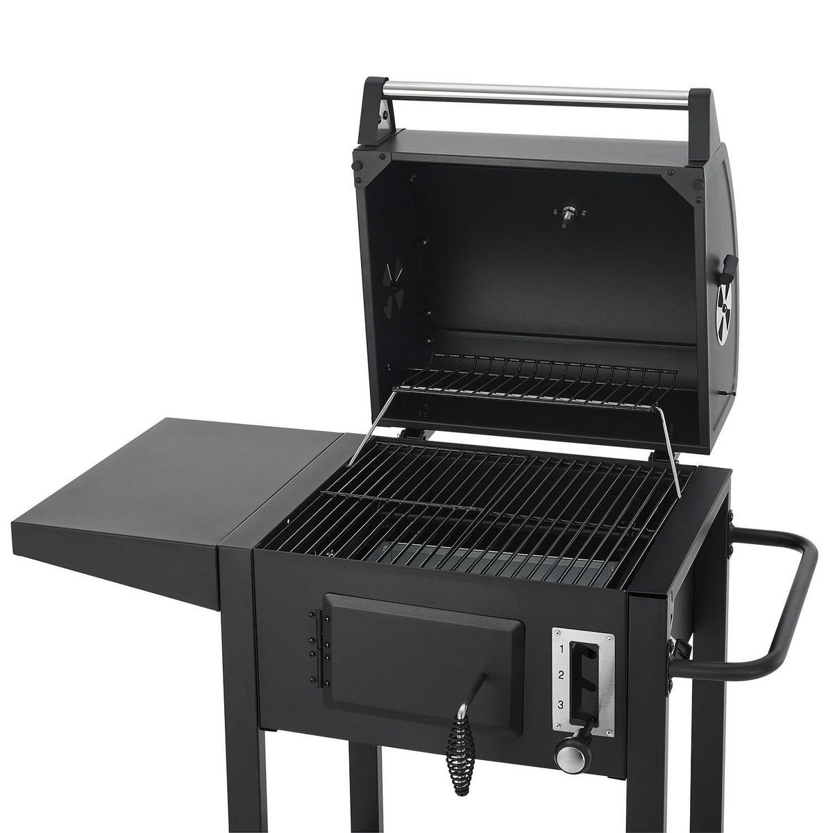HOLZKOHLEGRILL Missouri schwarz mit Abdeckplane - Schwarz, Metall (86/104/52cm) - Juskys
