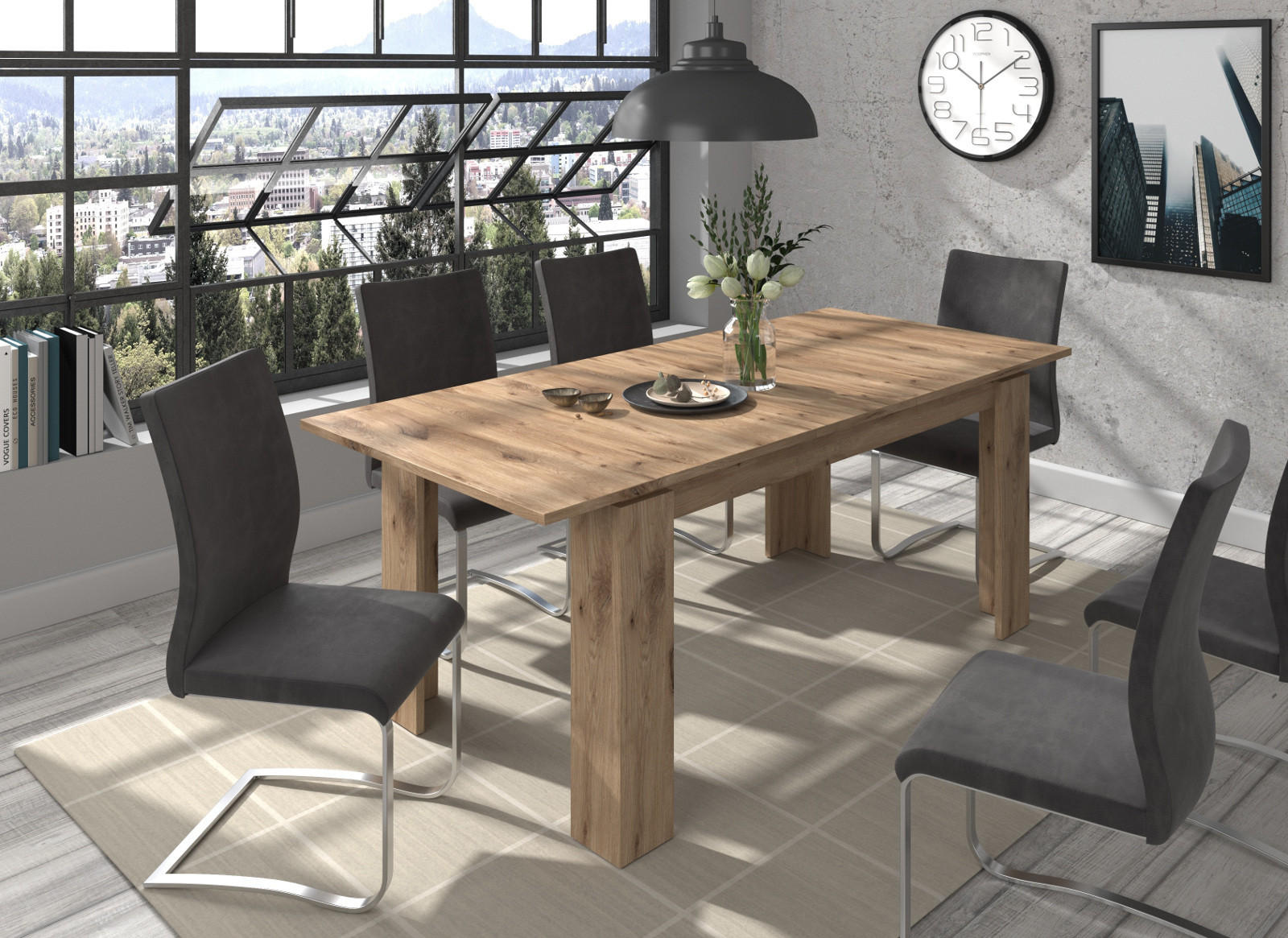 ESSTISCH Eiche 160 - 200 x 90 cm, Küchentisch ausziehbar - Eichefarben, Holzwerkstoff (160/90/76cm) - Inn.Furn