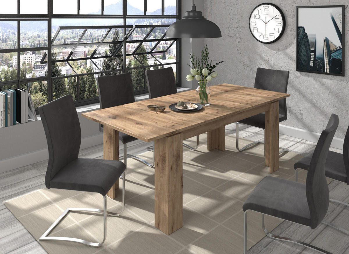 ESSTISCH Eiche 160 - 200 x 90 cm, Küchentisch ausziehbar - Eichefarben, Holzwerkstoff (160/90/76cm) - Inn.Furn