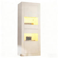 VITRINE mit LED Beleuchtung Verstellbaren Glasböden Hochschrank mit Acryltüren Wohnzimmer Weiß 61x42x162 cm - Weiß, Glas/Holzwerkstoff (61/162/42cm) - EVRYAE