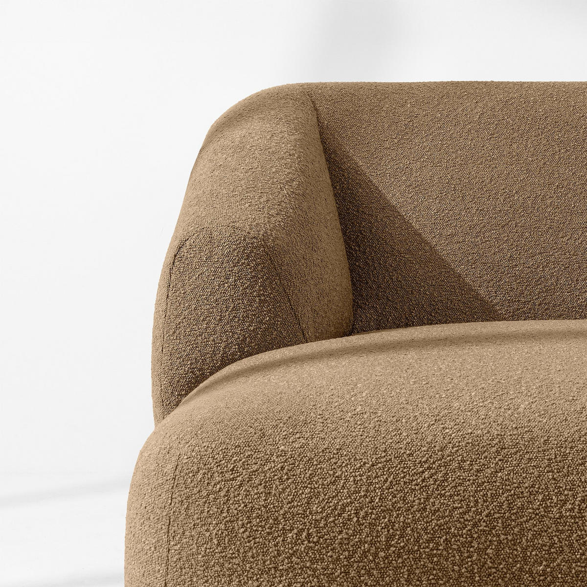 ECKSOFA LINKS VIRA, Dunkelbeige, Bouclé - Schwarz/Braun, Holz/Holzwerkstoff (300/160cm) - KONSIMO®