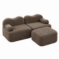 SOFA modular mit Hocker Samt Braun - Braun, Textil (167/192cm) - Meubliv