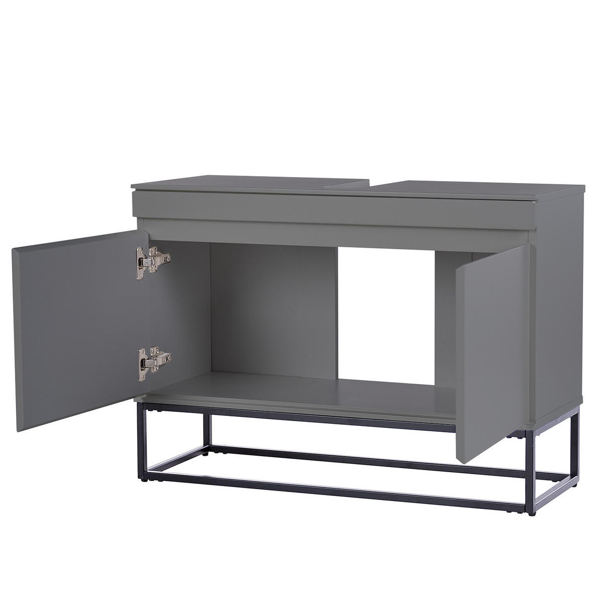 WASCHBECKENUNTERSCHRANK - Dunkelgrau/Schwarz, Holzwerkstoff/Metall (80/57/30cm) - home24