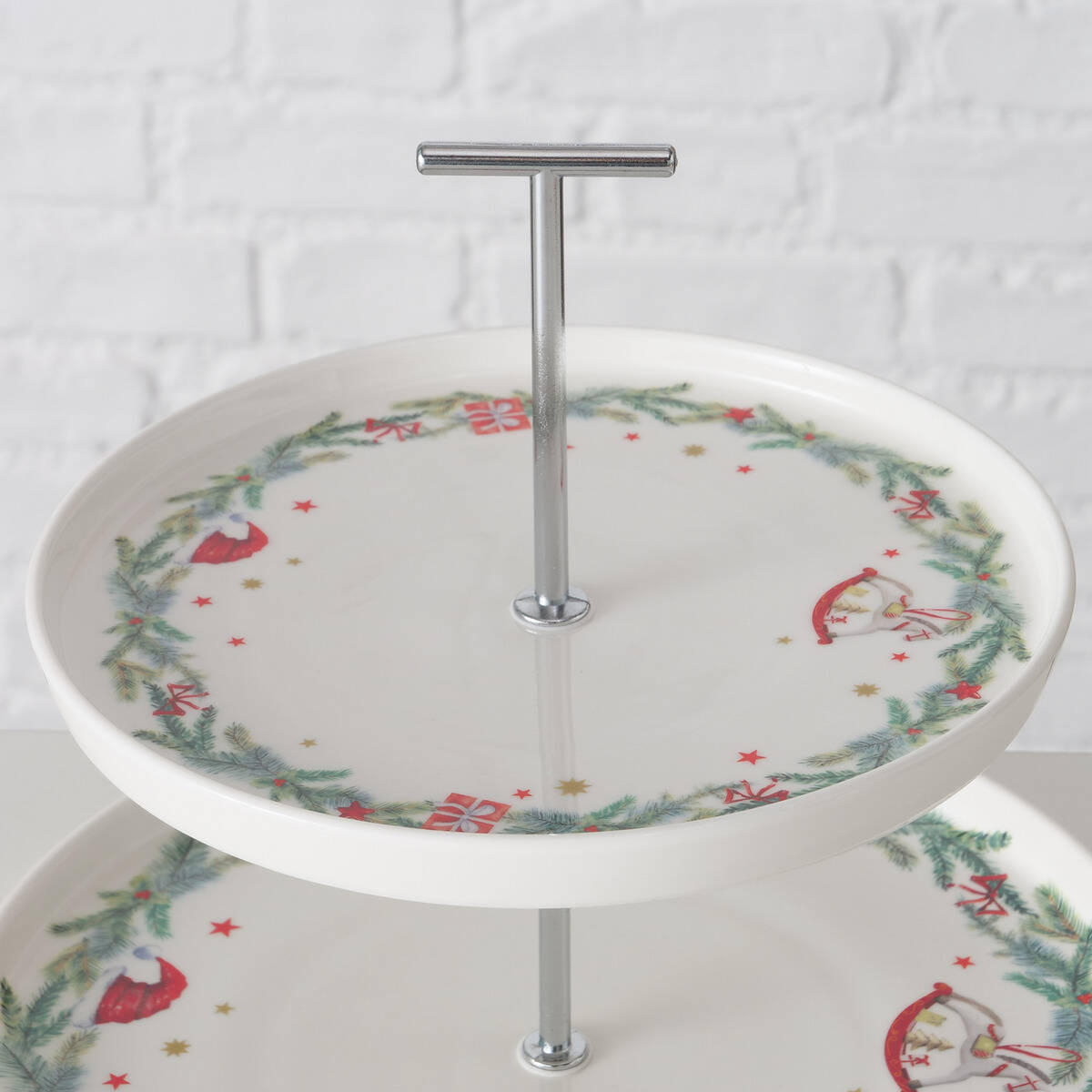 ETAGERE Florenza 2-stöckig 22 cm - Weiß, Keramik (26/22/26cm)