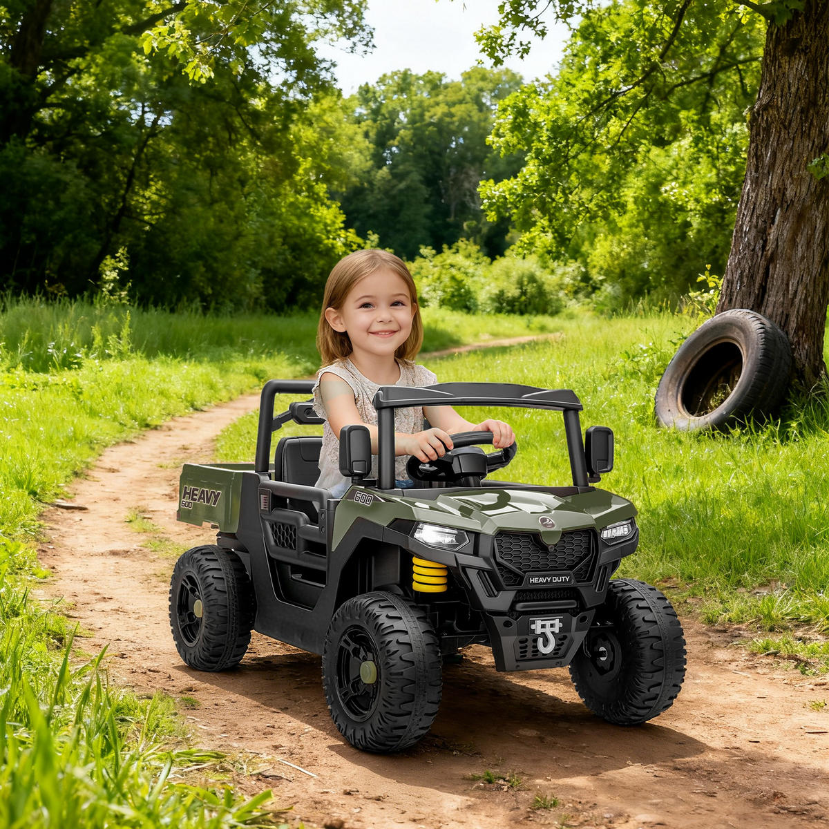 KINDER-ELEKTROAUTO 12V mit Fernbedienung, 2 Motor Grün - Grün, Kunststoff (105/60/60cm) - AIYAPLAY