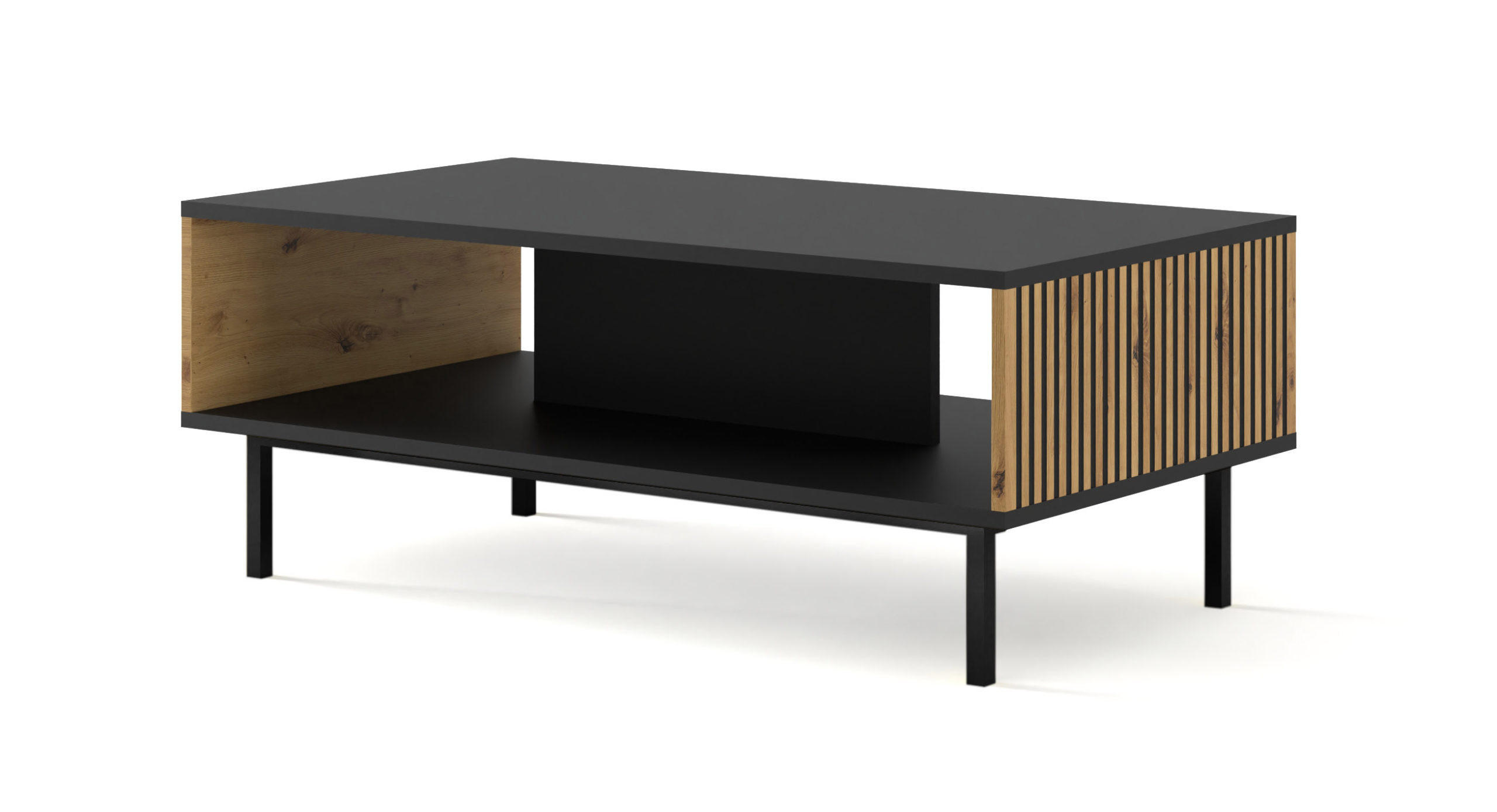 COUCHTISCH Schwarz, Artisan-Schwarz, Schwarz 90/43/60 - Schwarz/Eiche Artisan, Holzwerkstoff (90/43/60cm) - RAUMHIRSCH FURNITURE